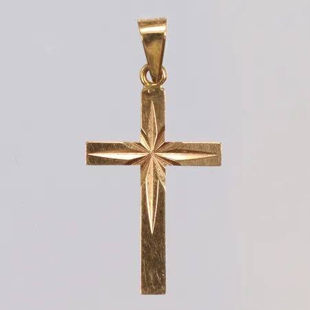 Hänge "Kors", 28x15mm inklusive hängöglan, CESON, (Sandberg Sweden AB, Falköping) 18K  Vikt: 1 g