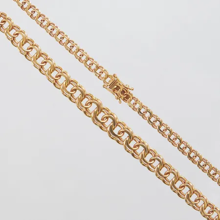 Collier, doserad Bismarck, längd: 50,2cm, bredd: 4,6-8,6mm, svenska stämplar, 18K Vikt: 33,9 g