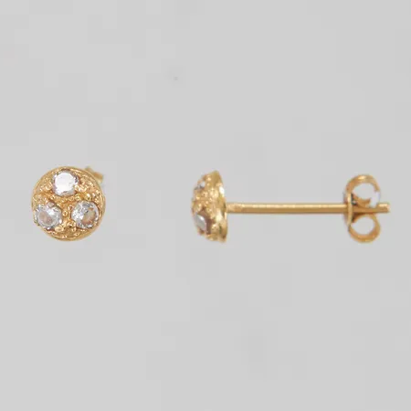 Örhängen, Ø5,5mm, vita stenar, stift, 18K.   Vikt: 0,9 g