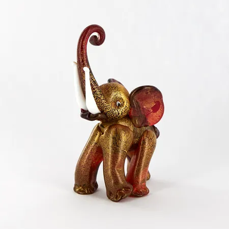 Figurin Elefant, sannolikt Ercole Barovier, Barovier & Toso, Murano, Höjd: 14,5cm, omärkt,  