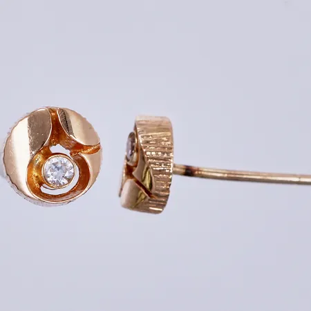 Ett par örhängen med stenar, Karl Laine, Finland, Ø ca 7mm, stopp saknas, 14K  Vikt: 1,2 g