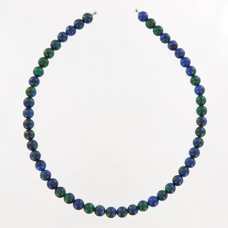 Collier med stenkulor Azurit Ø8mm, 41cm, dobbar, passar till Ole lynggaard-lås, lås ingår ej, 
