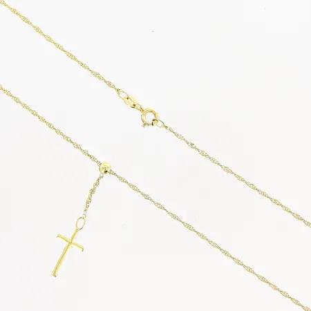 Collier Singapore, 42,5cm, kors 17x8mm, bredd 0,8mm, hängdel 34mm, GFAB, 18K Vikt: 1,9 g