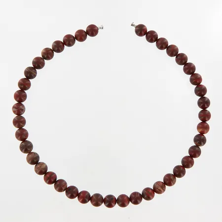 Collier med stenkulor röd jaspis Ø10mm, 42cm, dobbar, passar till Ole lynggaard-lås, lås ingår ej,  Vikt: 58,8 g