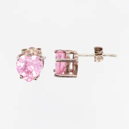 Ett par örhängen, rosa hjärtformade stenar, 67x70mm, silver 925/1000 Vikt: 2 g