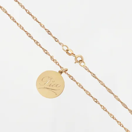 Kedja Singapore med hänge Ø16mm, 44,5cm, bredd: 2mm, gravyr, 18K Vikt: 4 g