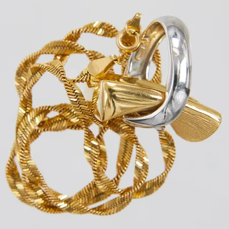 Diverse guld, 18K.  Vikt: 25,3 g
