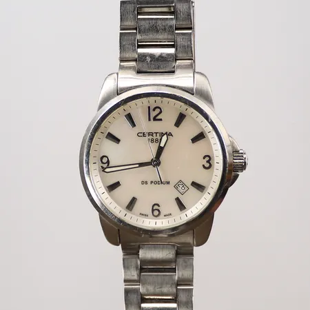 Damur Certina DS Podium Q m stållänk och pärlemorurtavla, Quartz, Ø32mm, C001210A, TKM-bc-17462C, inga tillbehör, batteribyte