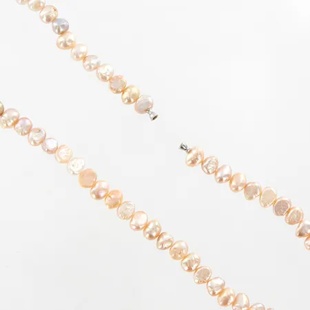 Collier med odlade pärlor bredd ca 7mm, 40cm, dobbar, passar till Ole lynggaard-lås, lås ingår ej
