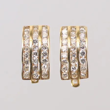 Ett par örhängen med vita stenar, 15x14mm, 14K Vikt: 4 g