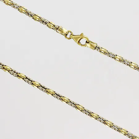Kedja, 42cm, bredd 2mm, gul/vitguld, 18K.  Vikt: 10,1 g
