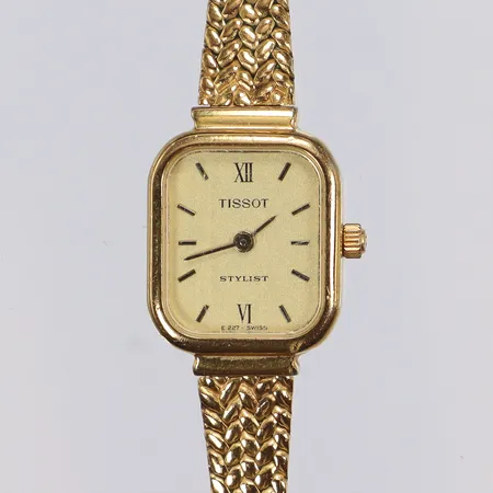 Damur Tissot Stylist, Ø15mm, längd ca 16,5cm, armband i gulmetall, ej funktionstestad 