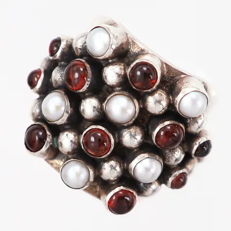 Ring med bruna stenar, GEO, stl 17, bredd: 9,5-22mm, silver 925/1000 Vikt: 26,4 g
