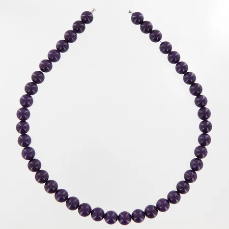 Collier med polerade lila stenkulor Ø10mm, 43cm, dobbar, passar till Ole lynggaard-lås, lås ingår ej,  Vikt: 66,2 g