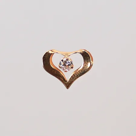 Hänge, hjärta med vit sten, 10 x 10mm, 18K, 0,3g Vikt: 0,3 g