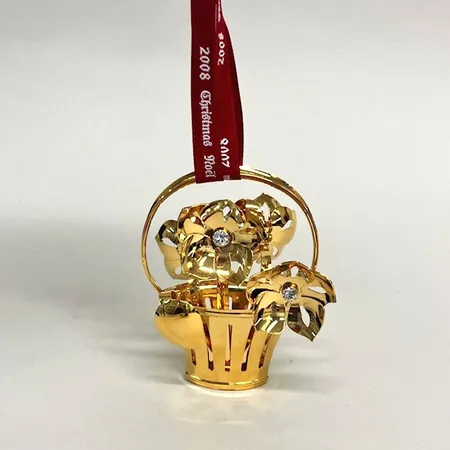 Juldekoration, Georg Jensen, längd 9cm, 18K guldpläterad mässing, design Regitze Overgaard, Christmas Classics 2008, originalask Skickas med paket.