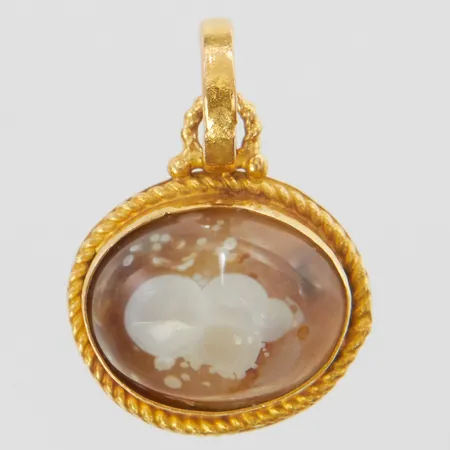 Hänge, agat, 24,5x16,3mm, 18K Vikt: 3,3 g