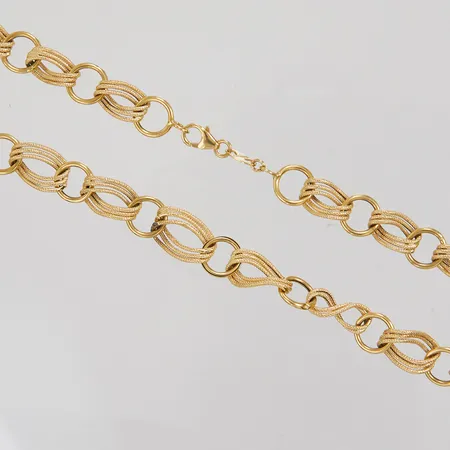 Collier, 48,5cm, bredd:10-12mm, ihålig, italienska stämplar, 18K.   Vikt: 15 g
