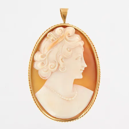 Hänge/brosch med camé, ca 62mm, 18K Vikt: 17,7 g