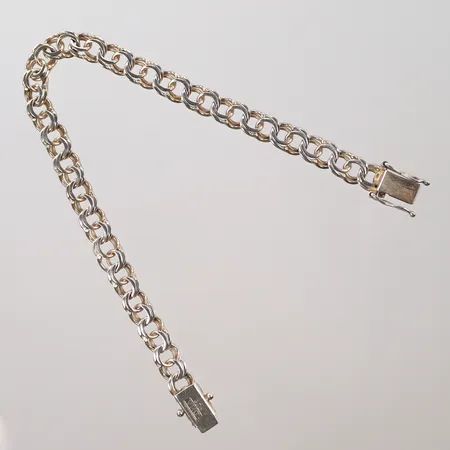Armband, bismarck, längd 20cm, bredd 7mm, silver 925/1000, 10g Vikt: 10 g
