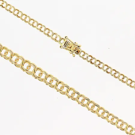 Collier doserad Bismarck, 42cm, bredd 3-4,4mm, 18K.  Vikt: 10 g