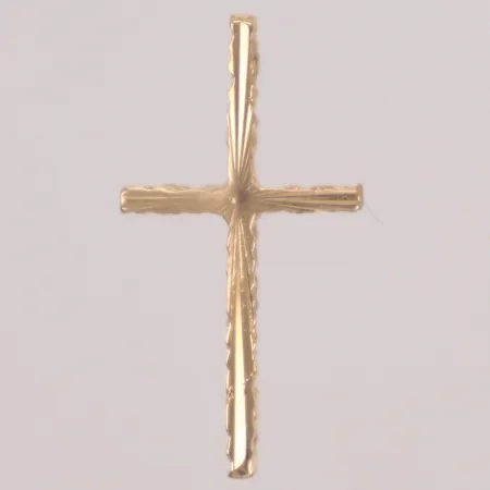 Hänge kors med mönster, längd 22,4mm, bredd 11,7mm, ostämplad, 14K Vikt: 1,1 g