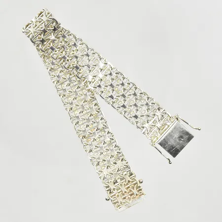 Armband X-länk med stav, Guldfynd, doserad, bredd 15 mm, längd 17½ cm, 925/1000 silver. Vikt: 22,1 g