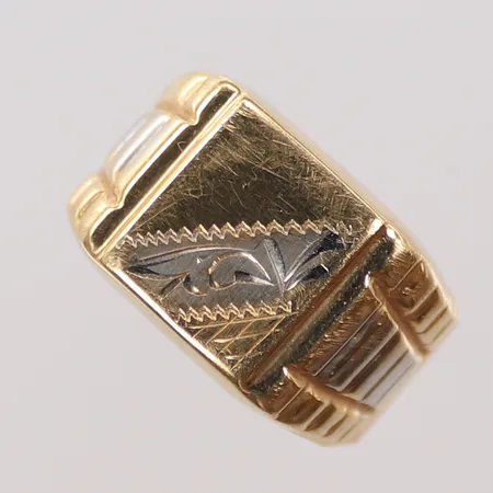 Klackring, tvåfärgad, stl 22, bredd 6-19mm, repig, 14K, 4,4g Vikt: 4,4 g