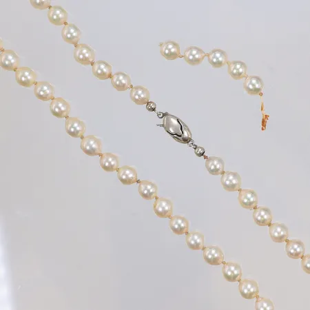 Halscollier med pärlor, 43cm, bredd 7mm, extra pärlor, lås i silver, Silver 925/1000 Vikt: 22,9 g