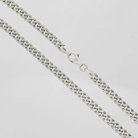 Silverkedja, pansarlänk, längd: 46cm, bredd: 5,4mm, GHA, 925/1000 Vikt: 28 g