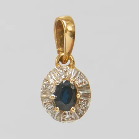 Hänge, safir samt åttkantslipade diamanter 6 x ca.0,0025ct, GHA, 18K Vikt: 1,1 g