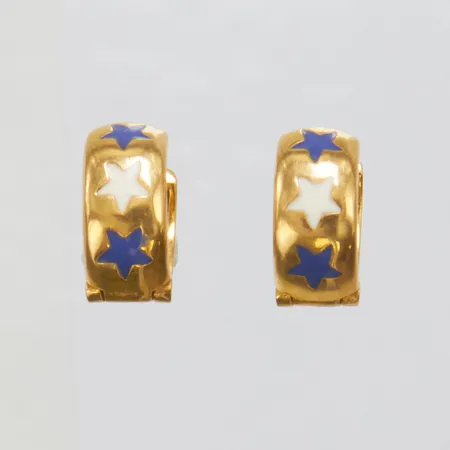 Örhängen, creoler med emalj, Ø0,9mm, bredd: 5,1mm, ena något skev, 21K Vikt: 2,6 g