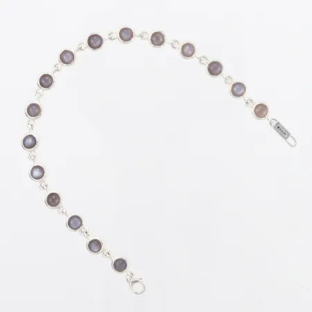 Armband KumKum med vita stenar, 20cm, bredd: 3,3-6,5mm, silver 925/1000 Vikt: 12,2 g