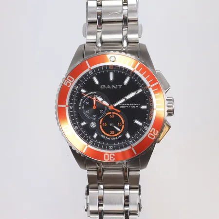 Herrur, Gant, Ø45mm, quartz, referensnummer 7054, stållänk ca18cm, inga tillbehör, ej funktionstestad