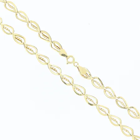 Collier, 47,5cm, bredd 4,5mm, skevheter, 14K. Vikt: 3,8 g