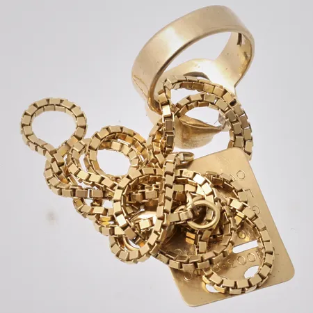 Diverse defekt guld 18K, 20.67g.