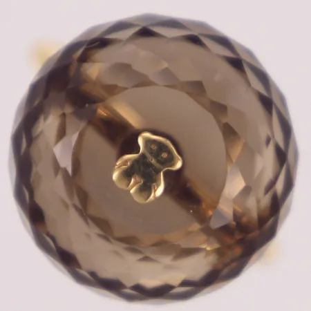Ring med facettslipad rökkvarts, snurrbar, Ø16mm, stl 16¾, bredd 1,4mm, TOUS, Barcelona, 18K  Vikt: 4,7 g