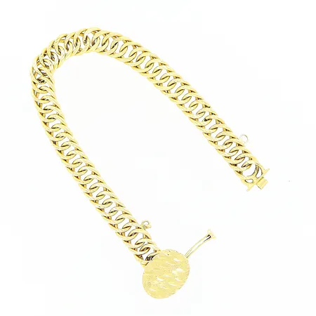 Armband, 19cm, sprintlås, säkerhetskedja saknas, skevheter, bucklor, 21K Vikt: 21,1 g