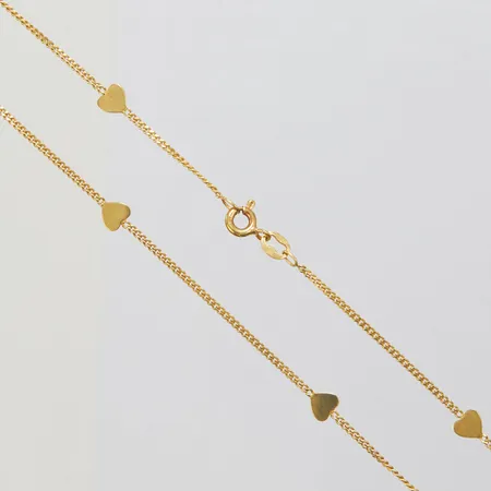 Collier, pansarlänk med åtta integrerade hjärtan, längd: 40,2cm, bredd: 1,3-4,9mm, 18K Vikt: 3,9 g
