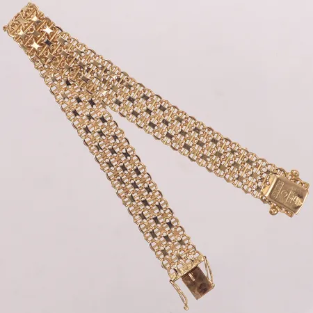 Armband X-länk med stav, längd 19,5cm, bredd 11,6mm, 18K  Vikt: 20 g