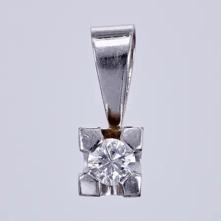 Hänge med diamant ca 1x0,20ct, längd: ca 1,3cm, vitguld, 18K Vikt: 1,9 g