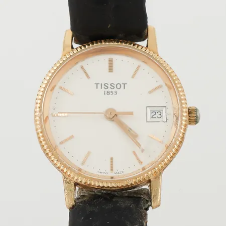 Damur Tissot. defekt glas, diameter 23.6 mm, fungerar ej, 18k.OBS! Skickas tidigast 4/8 pga. semesterstängt. Vikt: 0 g