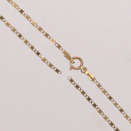 Kedja, längd 45cm, bredd 1,2mm, trasig av i länk, 18K Vikt: 1,2 g