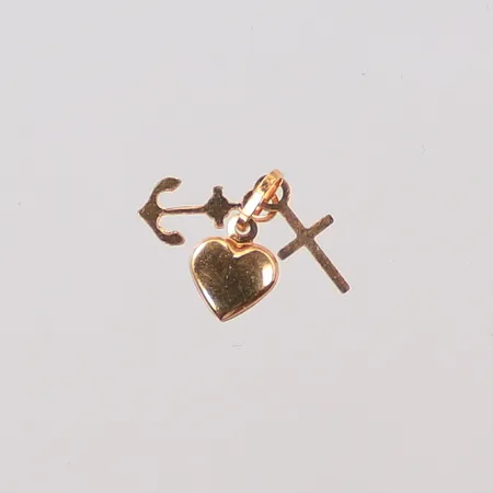 Hänge, Tro hopp & kärlek, längd 13mm inkl ögla, bredd 5mm, 18K, 0,2g  