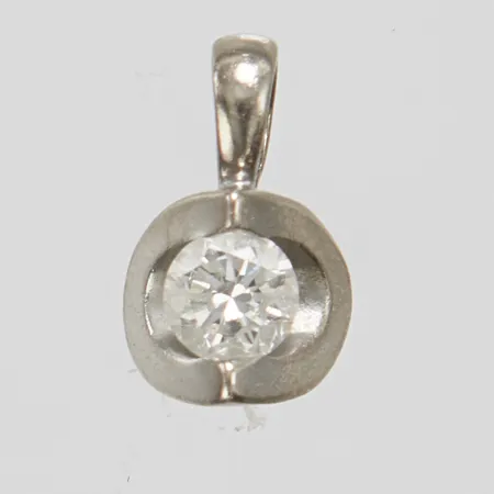 Hänge, diamant 1 x ca.0,16ct, 9,9x6mm, vitguld, 18K  Vikt: 0,7 g