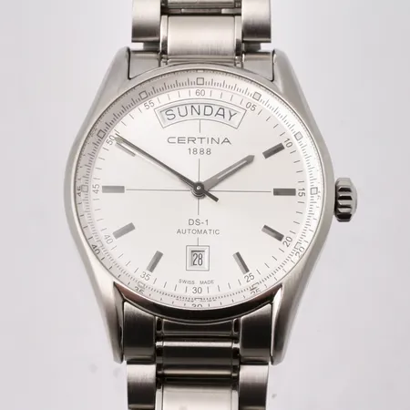 Armbandsur Certina, DS-1, Ø39mm, datum, dag, stål, automatisk, referensnr: C0664301103100, stållänk, viklås, innermått inklusive ur ca 17cm, 3st extralänkar, inköpt på Klockmaster 2023-03-03 enligt cert, box, ytterkartong.