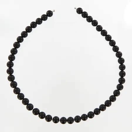 Collier med svarta kulor Ø10mm, 46cm, dobbar, passar till Ole lynggaard-lås, lås ingår ej