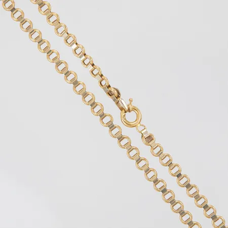 Kedja, längd: 59,5cm, bredd: 6mm, buckla på låset, tvåfärgad, 18K. Vikt: 29,8 g
