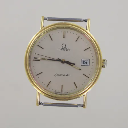 Herrur Omega Seamaster, 18K,  quartz, 32mm, boettnr: 49023203, repigt, nytt batteri behövs, inga tillbehör