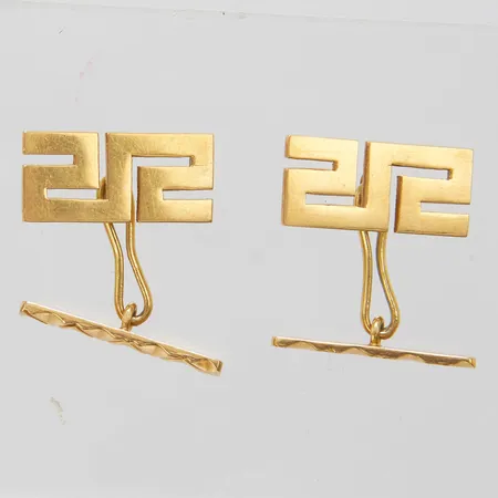 Ett par manschettknappar, meandermönster, 8,9x19,3mm, repade, 18K Vikt: 8 g